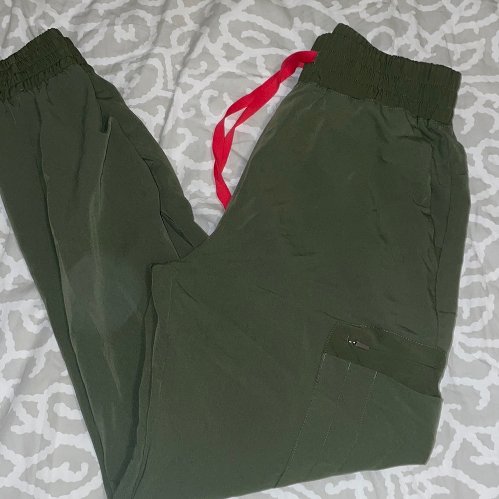 Dark Olive Atlanta High Waisted Skinny Jogger Scrub Pants